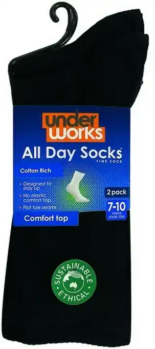 BIG W Underworks 2-Pack Men's All Day Cool Cotton Socks offer