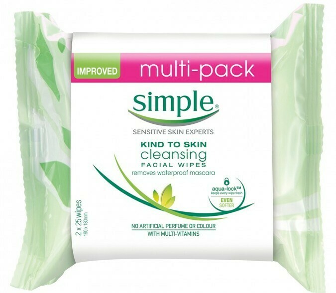Simple Kind To Skin Cleansing Facial Wipes Multi Pack 2 x 25 Wipes