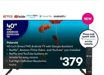 BIG W Polaroid 40-inch Smart Fhd Android Tv With Google Assistant offer