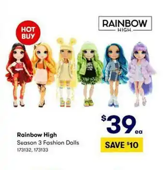 BIG W Rainbow High Season 3 Fashion Dolls offer