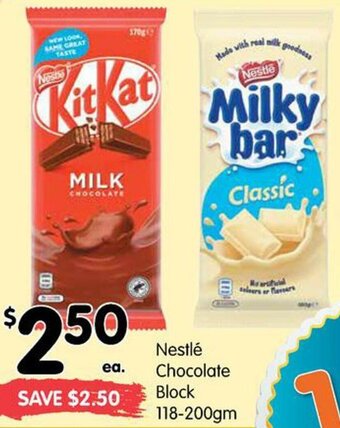 Spar Nestlé Chocolate Block 118-200gm offer