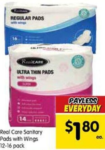 Spar Real Care Sanitary Pads With Wings offer