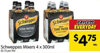Spar Schweppes Mixers 4x300ml offer