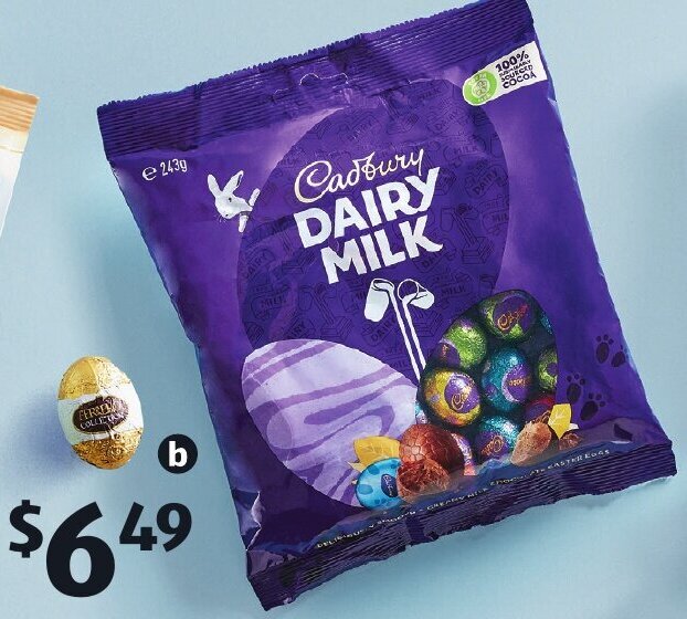 Cadbury Dairy Milk Chocolate Easter Egg Bag 243g offer at ALDI