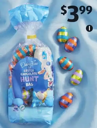 ALDI Dairy Fine Milk Chocolate Easter Hunt Bag 250g offer
