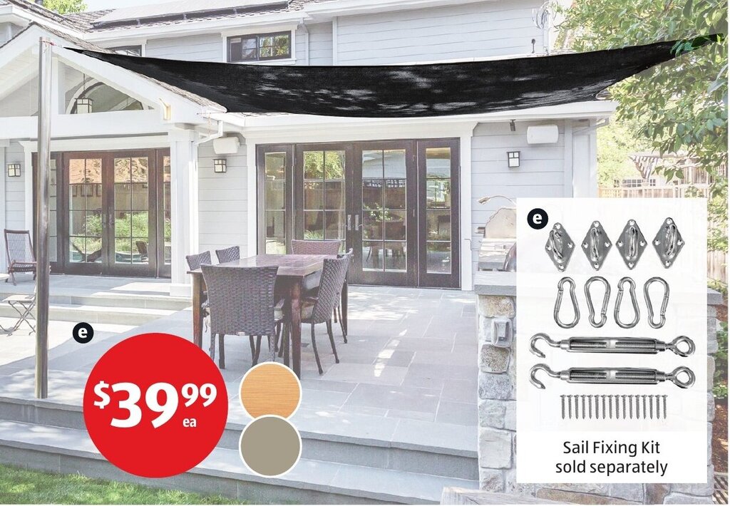 Garden Shade Sail Or Fixing Kit offer at ALDI