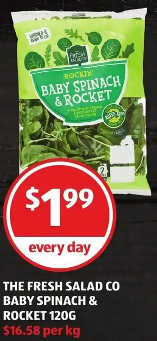 ALDI The Fresh Salad Co Baby Spinach & Rocket 120g offer