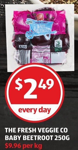 ALDI The Fresh Veggie Co Baby Beetroot 250g offer