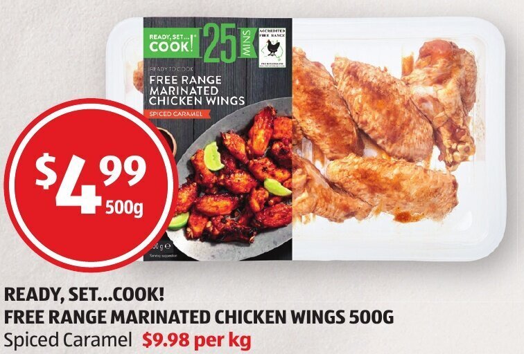 Free Range Marinated Chicken Wings 500g offer at ALDI