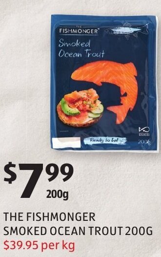 ALDI The Fishmonger Smoked Ocean Trout 200g offer