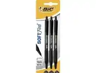 Officeworks BIC SoftFeel Retractable Ballpoint Pens Black 3 Pack offer