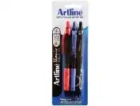 Officeworks Artline Ikonic Retractable Ballpoint Pen Assorted 3 Pack offer