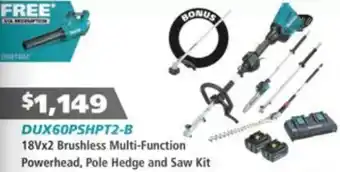 DUX60PSHPT2-B 18Vx2 Brushless Multi-Function Powerhead, Pole Hedge And Saw Kit