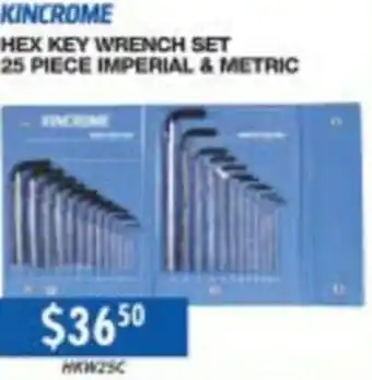 United Tools Kincrome Hex Key Wrench Set 25 Piece Imperial & Metric offer