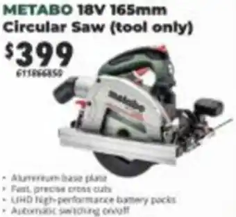 United Tools Metabo 18V 165mm Circular Saw offer