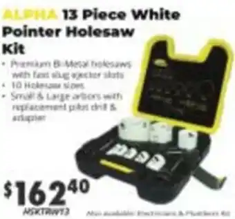 Alpha 13 Piece White Pointer Holesaw Kit
