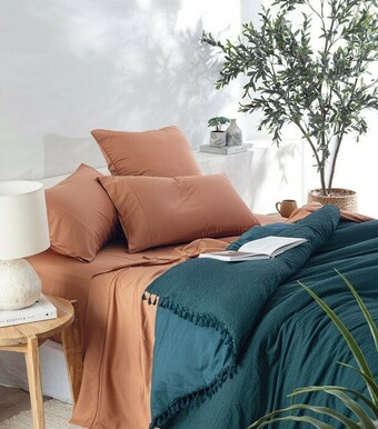 Pillow Talk 400 Thread Count Bamboo Cotton Fitted Sheet by Habitat offer