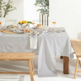 Pillow Talk Catania Stripe Charcoal Table Linen by Habitat offer