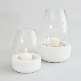 Pillow Talk Hastings Hurricane White Candle Holder by Habitat offer