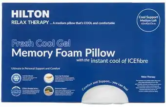 Pillow Talk Relax Therapy Memory Foam Gel-Infused Medium Pillow by Hilton offer