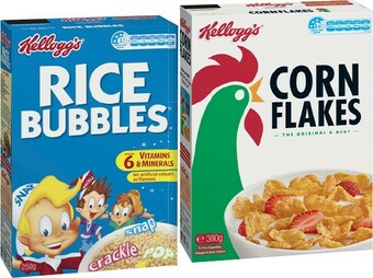 IGA Kellogg's Corn Flakes 380g or Rice Bubbles 250g offer