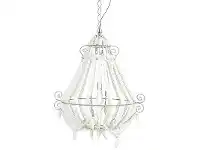 LivingStyles Louisa Medium Wood Beaded Chandelier - White offer