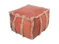 Kitson Stone Washed Cotton Square Bean Bag Ottoman, Red