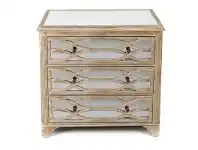LivingStyles Rosehill Wooden Lattice Mirrored 3 Drawer Chest, Natural offer