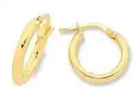 Bevilles Jewellery 9ct Yellow Gold Silver Infused Plain Hoop Earrings 10mm offer