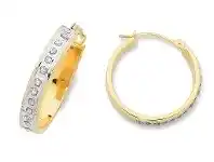Bevilles Jewellery 9ct Yellow Gold Silver Filled Diamond Hoop Earrings - 3x20-20mm offer