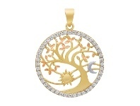 Bevilles Jewellery Tree of Life Moon & Sun Cubic Zirconia Pendent offer