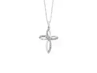 Bevilles Jewellery Sterling Silver Open Cross Cubic Zirconia Necklace offer