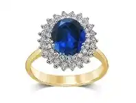 Bevilles Jewellery Sapphire Ring with Diamonds in 9ct Yellow Gold offer