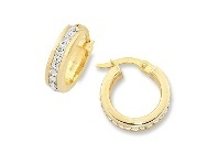 Bevilles Jewellery 9ct Yellow Gold Silver Infused Crystal Hoop Earrings-10mm offer
