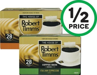 Woolworths Robert Timms Coffee Bags Pk 28 offer