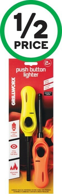 Woolworths Grillworx Push Button Lighter Pk 2 offer