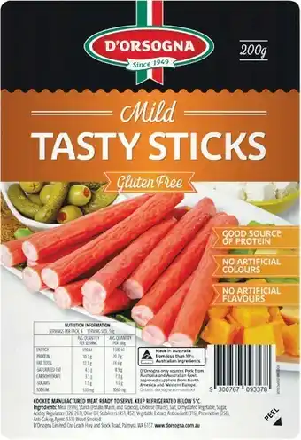 Woolworths D’Orsogna Tasty Sticks Mild 200g – From the Fridge offer