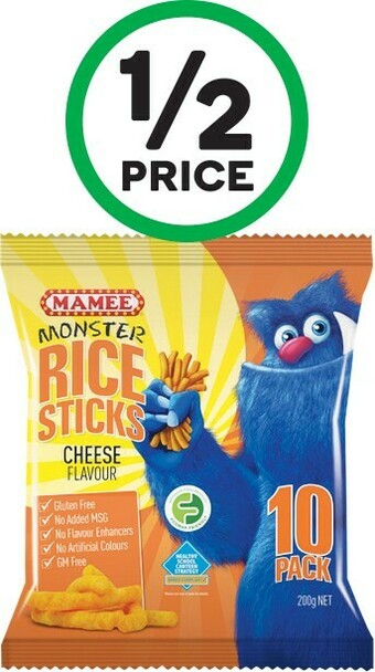 Woolworths Mamee Monster Rice Sticks 200g – From the Health Food Aisle offer