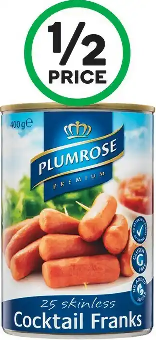 Woolworths Plumrose Frankfurts Cocktail 400g offer