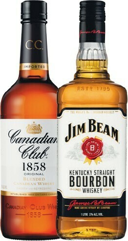 Woolworths Canadian Club Whisky OR Jim Beam White Label Bourbon 1 Litre offer