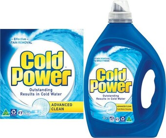 Coles Cold Power Laundry Liquid 1.8 Litre-2 Litre or Powder 2kg offer