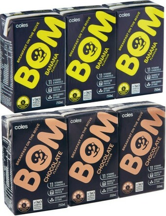 Coles Coles BOM Liquid Breakfast 3x250mL offer