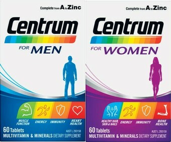Coles Centrum Men or Women Multivitamin 60 Pack^ offer