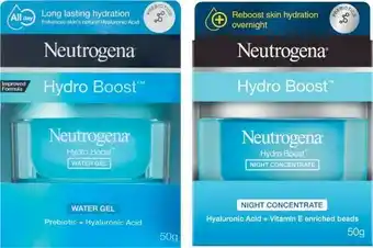 Coles Neutrogena Hydro Boost Water Gel or Night Concentrate 50g offer