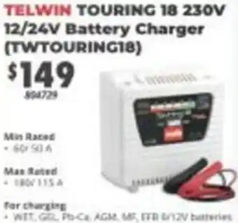 United Tools Telwin Touring 18 230V 12/24V Battery Charger (TWTOURING18) offer