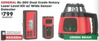 United Tools General RL-20G Dual Grade Rotary Laser Level Kit W/Wide Sensor Detector offer