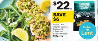Woolworths Ocean Chef Atlantic Salmon Portions 1kg offer
