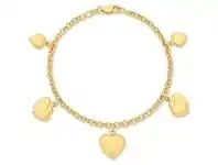 Bevilles Jewellery 9ct Yellow Gold Silver Filled Heart Charm Bracelet offer