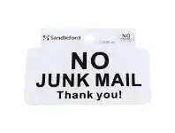 Officeworks Sandleford No Junk Mail Self Adhesive Sign 75 x 75mm offer