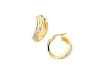 Bevilles Jewellery 9ct Yellow Gold Silver Infused 2 Tone Hoop Earrings offer